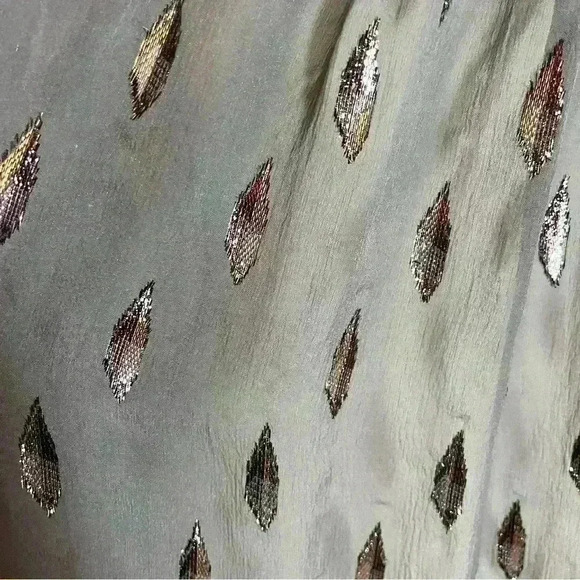 Joie - Silk Mauro Metallic Top Grey Silver Women’s Size Small Semi-sheer Blouse - Picture 10 of 14